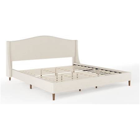 Flash Furniture Amelia King Wooden Bed Frame with Solid Wood Frame Beige / Walnut