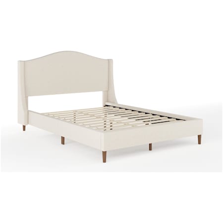 Flash Furniture Amelia Full Poplar and Rubberwood Bed Frame with Cushioned Side Rails Beige / Walnut