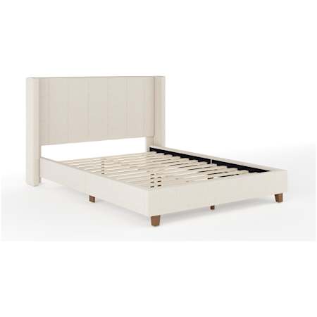 Flash Furniture Kay Full Wooden Bed Frame with Blocked Wooden Legs Beige / Walnut