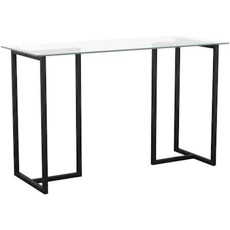 Flash Furniture Eli 47" Glass Top Steel Office Desk Clear / Black