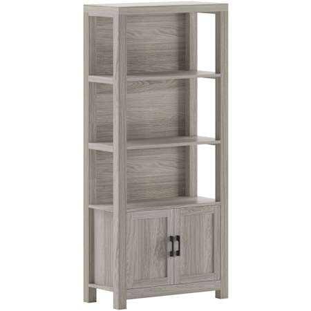 Flash Furniture Hutton 68" Tall Steel and Wood Shelving Unit with Built In Storage Cabinet Gray / Black