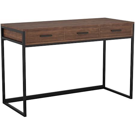 Flash Furniture Ollie 47" Wood Top Steel 3 Drawer Office Desk Walnut / Black