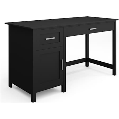 Flash Furniture Hutton 54" Engineered Wood and Steel 2 Drawer Office Desk with Cabinet Black