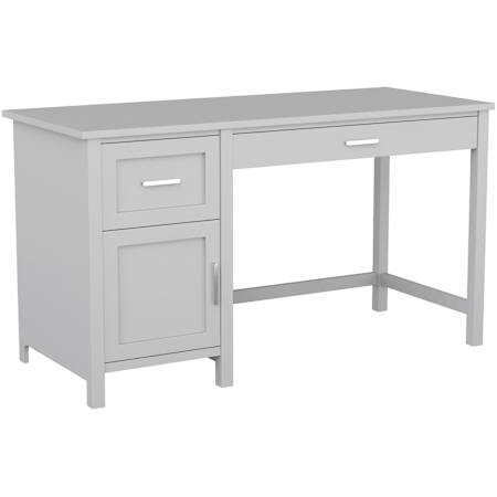 Flash Furniture Hutton 54" Engineered Wood and Steel 2 Drawer Office Desk with Cabinet Gray / Brushed Nickel