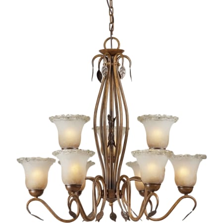 Forte Lighting 30Wx30H 9 Light 2 Tier Chandelier Rustic Sienna