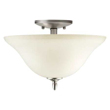 Forte Lighting 2 Light 13" Wide Semi-Flush Bowl Ceiling Fixture with White Glass Shade Brushed Nickel