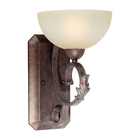 Forte Lighting Single Light 14" Tall Wall Sconce with Umber Mist Glass Shade Black Cherry