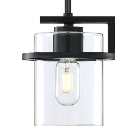 Forte Lighting Halo 7" Wide Mini Pendant with Cylindrical Shade Black