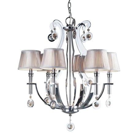 Forte Lighting 6 Light 28" Wide Chandelier with Fabric Shades Chrome