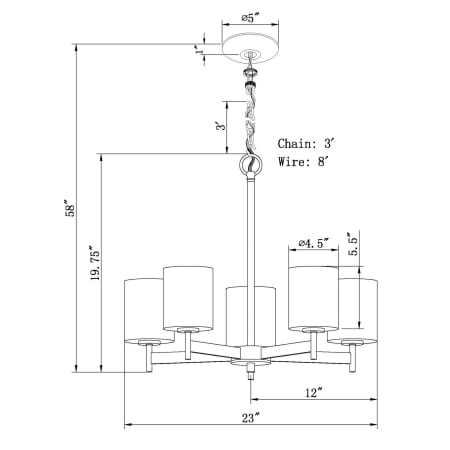 Forte Lighting-2645-05-Line Drawing