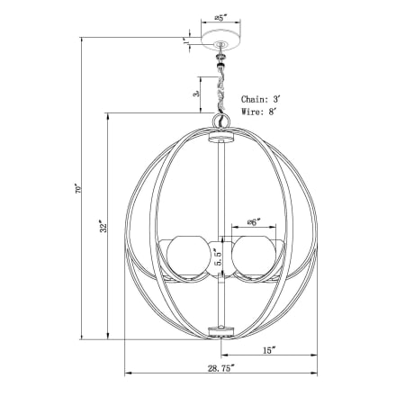 Forte Lighting-2649-05-Line Drawing