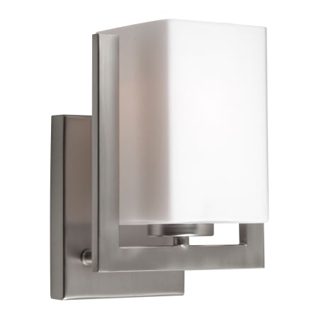 Forte Lighting Single Light 9" Tall Wall Sconce with Square Satin White Glass Shade Brushed Nickel