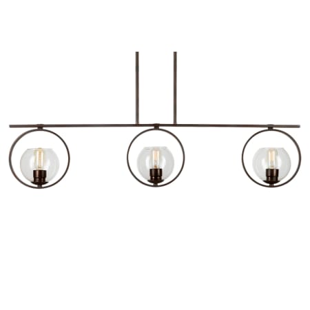 Forte Lighting 3 Light 45" Wide Linear Chandelier with Clear Globe Glass Shades Antique Bronze