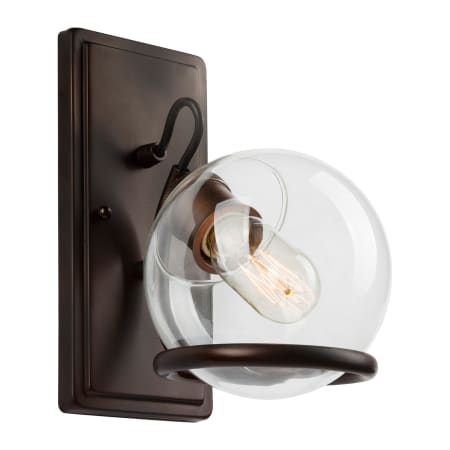 Forte Lighting Single Light 10" Tall Wall Sconce with Clear Globe Glass Shade Antique Bronze