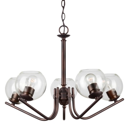 Forte Lighting 5 Light 19" Wide Chandelier with Clear Globe Glass Shades Antique Bronze