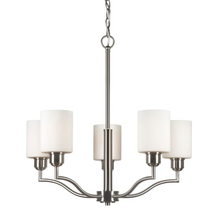 Forte Lighting 5 Light 25" Wide Pillar Candle Chandelier with White Glass Shades Brushed Nickel
