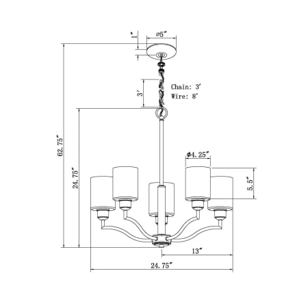 Forte Lighting-2714-05-Line Drawing