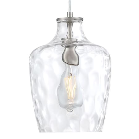 Forte Lighting Milo 8" Wide Mini Pendant with Tapered Water Glass Shade Brushed Nickel
