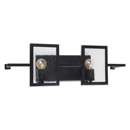 Forte Lighting 2 Light 21" Wide Bathroom Vanity Light with Clear Seedy Glass Panel Black