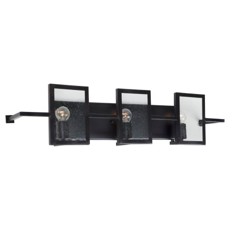 Forte Lighting 3 Light 31" Wide Bathroom Vanity Light with Clear Seedy Glass Panels Black