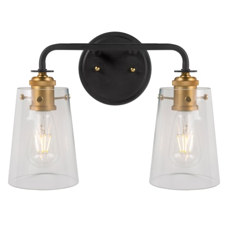 Forte Lighting Ronna 2 Light 15" Wide Bathroom Vanity Light Black and Soft Gold