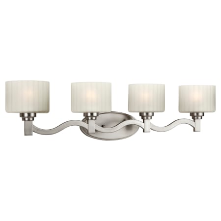Forte Lighting 4 Light 33" Wide Bathroom Vanity Light with Satin White Oval Glass Shades Brushed Nickel