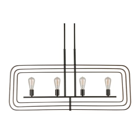 Forte Lighting 4 Light 45" Wide Linear Chandelier Black / Gold