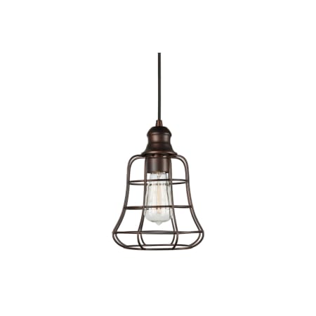 Forte Lighting Single Light 8" Wide Mini Pendant with Wire Frame Antique Bronze