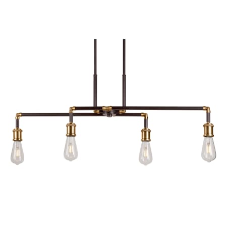 Forte Lighting Piper 4 Light 40" Wide Linear Chandelier Black and Antique Brass