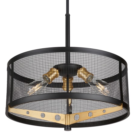 Forte Lighting Takoma 3 Light 20" Wide Cage Pendant Black and Soft Gold
