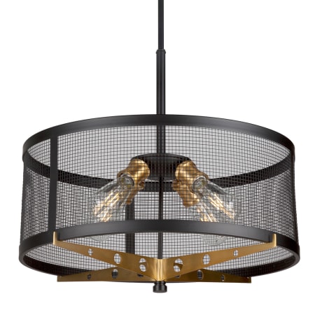 Forte Lighting Takoma 4 Light 23" Wide Cage Pendant Black and Soft Gold