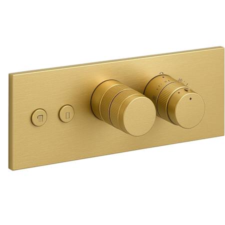 Fortis Lineabox Thermostatic Valve Trim Only - Less Rough In Brushed Gold