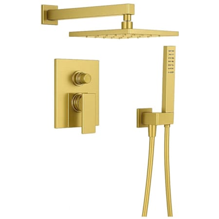 Fortis Scala Pressure Balanced Shower System with Shower Head, Hand Shower, Shower Arm, Hose, and Valve Trim Brushed Gold