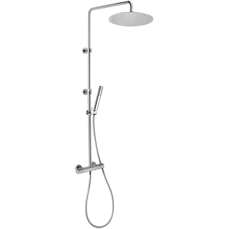 Fortis Rinfrescante Thermostatic Exposed Shower System with 8" Round Slim Rain Shower Head and Hand Shower Polished Chrome