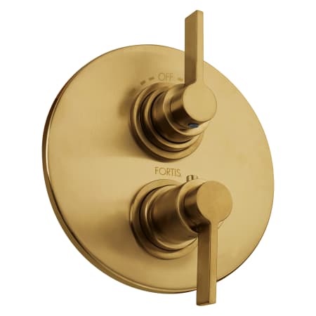 Fortis Brera Thermostatic Valve Trim Only with Double Lever Handle, Integrated Diverter and Volume Control - Less Rough In Brushed Gold