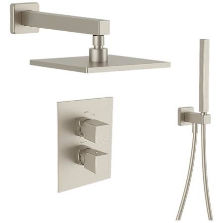 Fortis Abruzzo Thermostatic Shower System with Shower Head, Hand Shower, Shower Arm, Hose, and Valve Trim Brushed Nickel