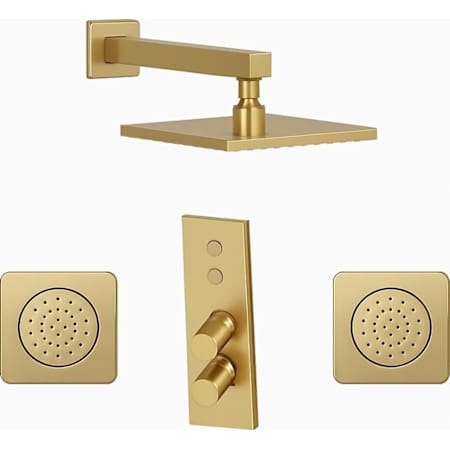 Fortis LineaBox Ceramic Disc Shower System with Shower Head, Bodysprays, Shower Arm, and Valve Trim Brushed Gold