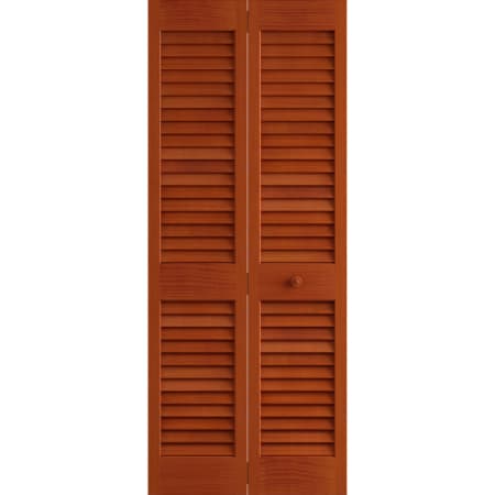 Frameport Plantation 36 Inch by 80 Inch Louver/Louver Interior Bifold Door with Installation Hardware Cherry