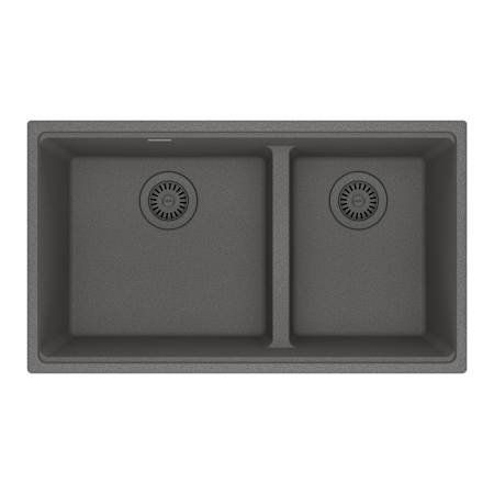 Franke Maris 31" Undermount Low Divide 60/40 Double Basin Granite Kitchen Sink Stone Grey