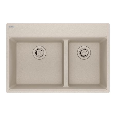 Franke Maris 31" Drop In Low Divide Double Basin Granite Kitchen Sink Champagne