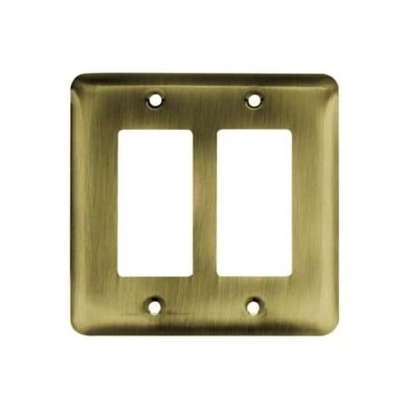 Franklin Brass Stamped Steel Round Series Double Decorator Wall Plate (Quantity 1) Antique Brass