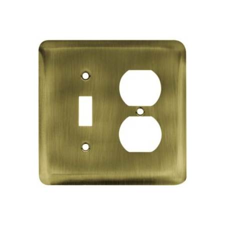 Franklin Brass Stamped Round Single Switch and Duplex Wall Plate Antique Brass