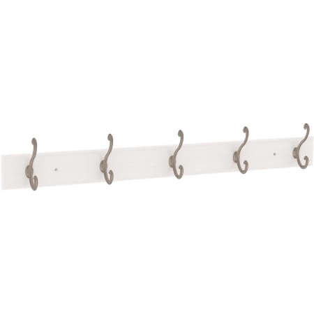 Franklin Brass Scroll 26-1/2 Inch Wide Coat and Hat Hook Rack with 5 Double Hooks Pure White / Nickel