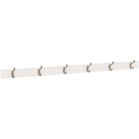 Franklin Brass Casual Curve 45 Inch Wide Coat and Hat Hook Rack with 6 Double Hooks Pure White / Nickel