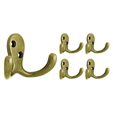 Franklin Brass Franklin Brass 1-4/5 in. Double Wall Hooks (5-Pack) Antique Brass