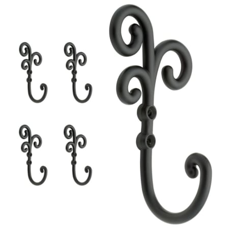 Franklin Brass Franklin Brass Curlique 5-3/5 in. Single Wall Hooks (5-Pack) Matte Black