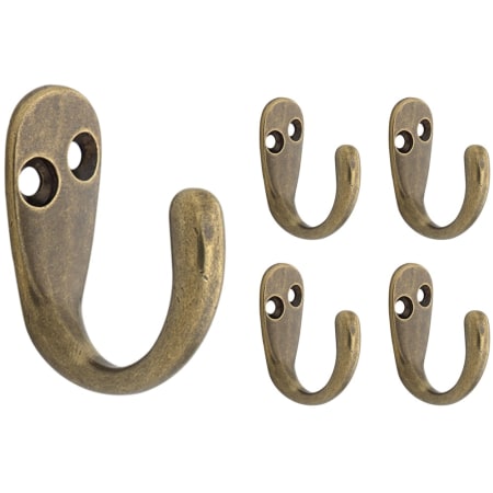 Franklin Brass Franklin Brass 1-7/10 in. Single Prong Wall Hooks (5-Pack) Antique Brass