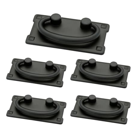 Franklin Brass Horizontal Bail 3 Inch Center to Center Drop Cabinet Pull - 5 Pack Matte Black