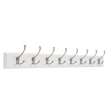 Franklin Brass Franklin Brass Wall Mounted 45 in. Tri-Hook Rail, 8 Triple Hooks White / Matte Nickel