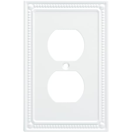 Franklin Brass Classic Beaded Single Duplex Outlet Wall Plate - Pack of 3 Pure White
